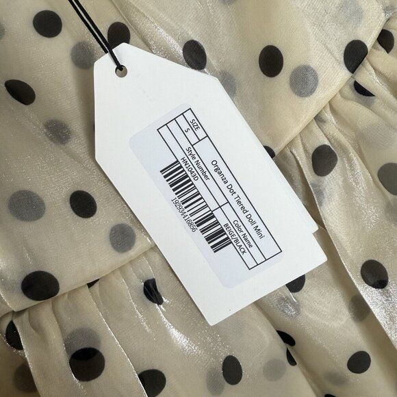 English Factory Organza Polka Dot Tiered Mini Dress Babydoll A-Line Small Ruffle - Picture 8 of 8